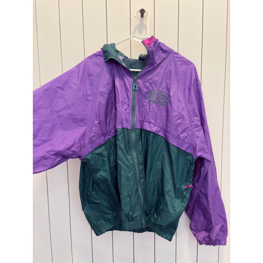 Vintage Windbreaker Jacket Mens XL Purple Teal Colorblock Retro Gorpcore 90s